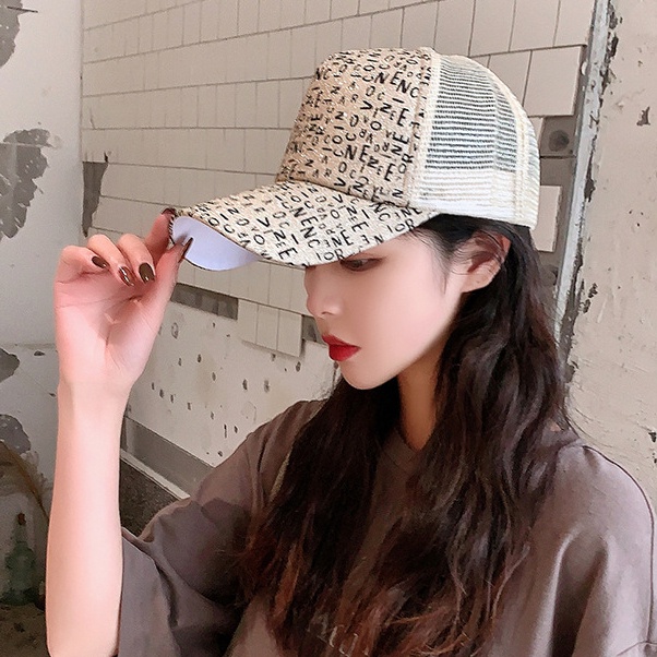 Topi Baseball Pria Wanita Motif Huruf Acak Aesthetic Fashion Trucker Hat Keren Gaya Casual Korea BSBP