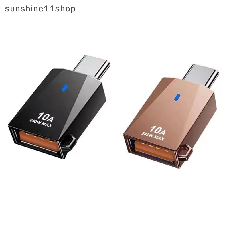 Sho Adaptor OTG 10A 240W MAX Tipe-C Ke USB 3.0 Pembaca Kartu Dengan Lampu Untuk Laptop N