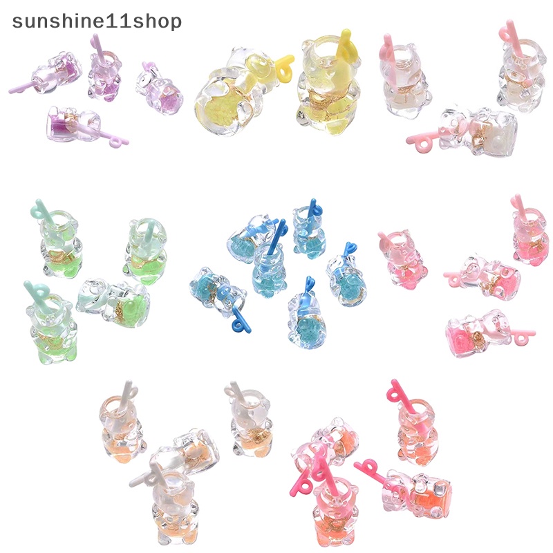 Sho 5PCS Luminous Transparan Beruang Resin Dekorasi DIY Miniatur Ornamen Hadiah N