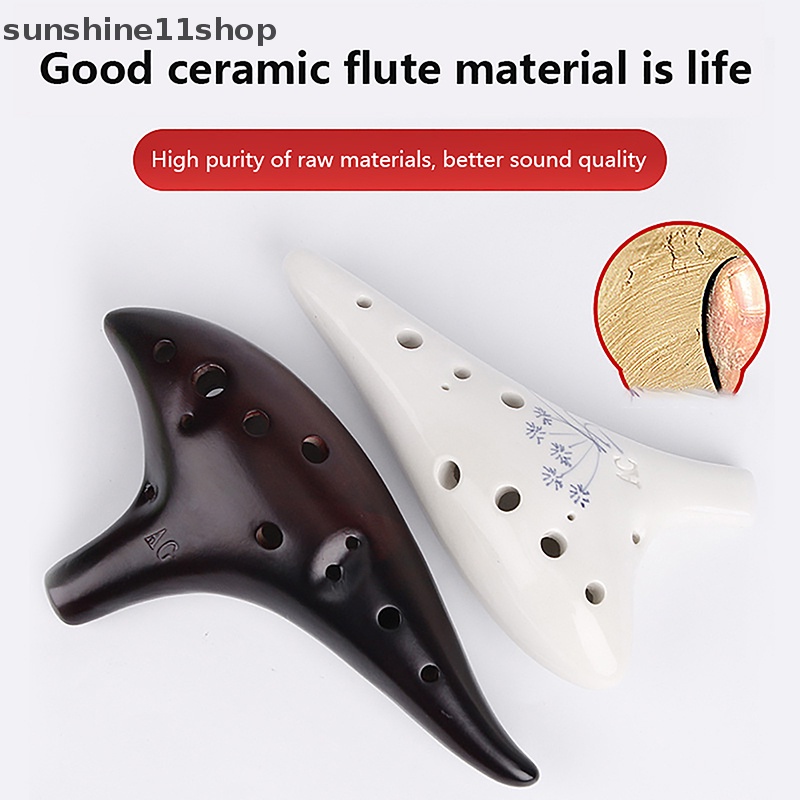 Sho 1Pc Ocarina 12lubang Keramik Alto C Tone Suling Klasik Alat Musik N