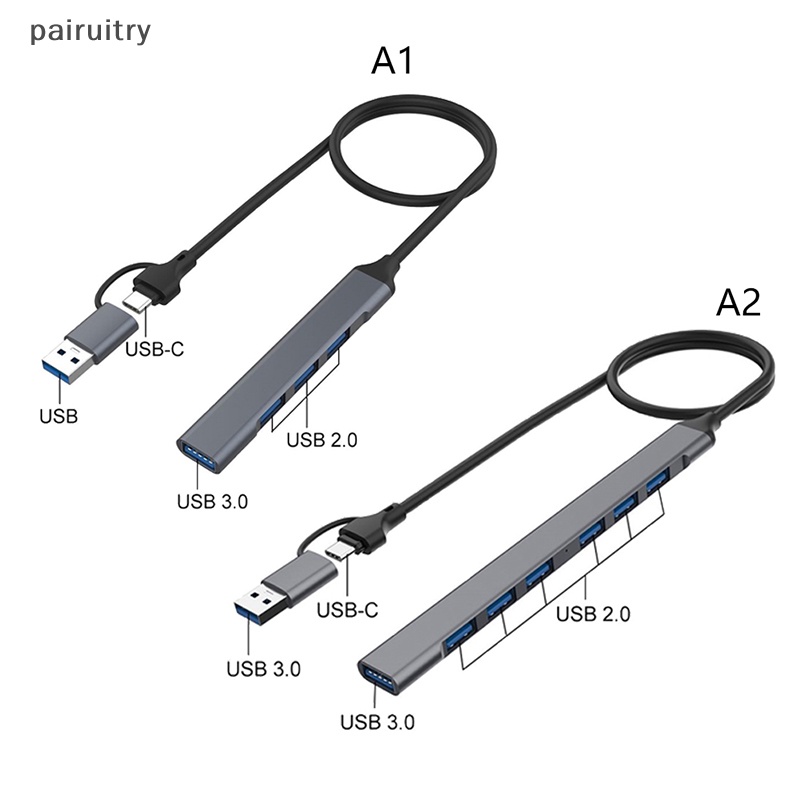 Prt 1Pc 4port/7 port in 2usb-C Splitter Tipe C HUB 3.0 Adaptor OTG USB Extender PRT