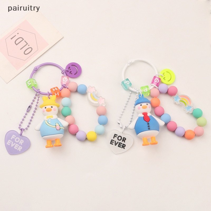 Prt Lucu Bebek Permen Warna Gantungan Kunci Smile Beads Key Chain Wanita Dompet Ransel Huruf Shell Liontin Untuk Airpods Pro PRT