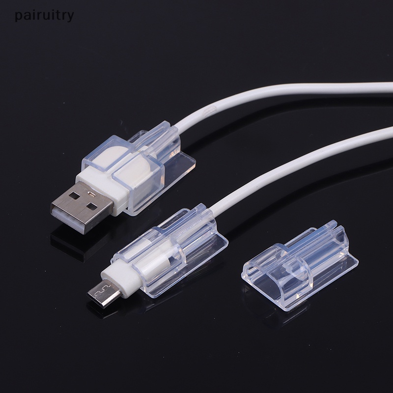 Prt 1Pc Klip Kabel Data Bening Silikon Lembut Untuk Data Cable Winder Protector Cover PRT