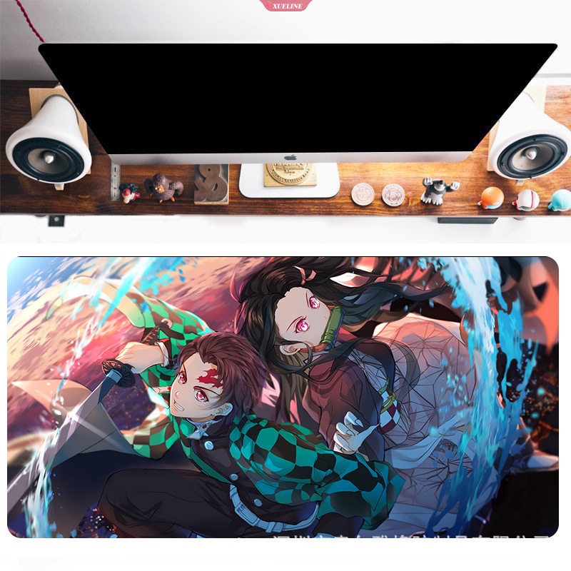 Anime Demon Slayer Kimetsu no Yaiba Agatsuma Zenitsu Komputer Gamers Pengunci Tepi Mouse Pad Keyboard Pad [ZXL]