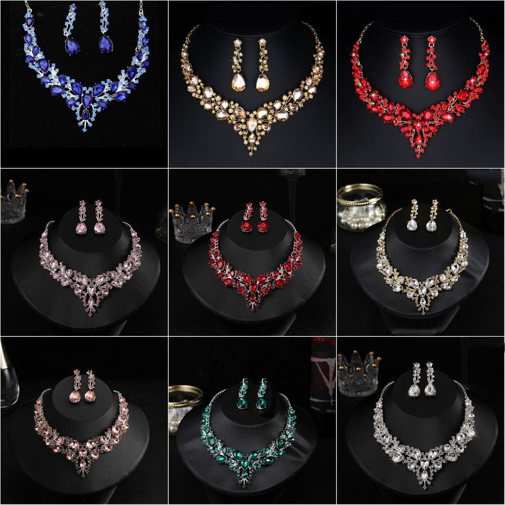 Needway Set Perhiasan Pernikahan Kepribadian Baroque Neckchain Daun Bentuk Cabang Perhiasan Aksesoris Temperamen Wanita Kalung