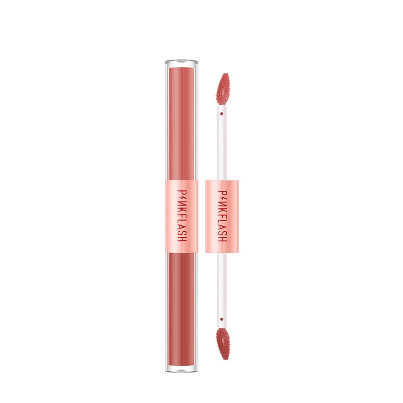 PINKFLASH  2 IN 1 Double Effect Lipstik Ombrelips Liquid Matte Velvet Lipstick Lightweight High Pigment Lasting Lipstik