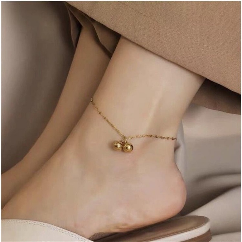 Desain Fashion High-End Kecil Kacang Emas Kaki Rantai Gelang Kaki Rumbai Ganda Manik Bulat Berkelas Perhiasan Gelang Kaki