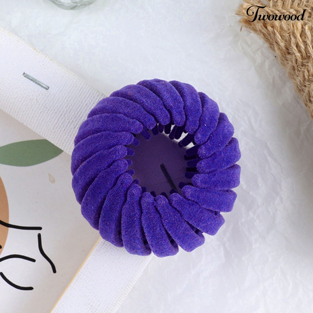 Twowood Ponytail Holder Warna Solid Tanpa Sakit Anti-slip Ultralight Tekstur Halus Hias Reusable Hair Barrettes Ponytail Holder Ornamen Hadiah Untuk Wanita