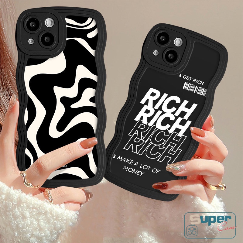 Casing Tepi Bergelombang Lembut Untuk Redmi Note9 10 8 Pro Max 10s 11s 9s 11 Redmi 12C A1 10C A1+ 9 10A 9C NFC 10 9A 9T Mi 11T Pro Poco X3 NFC Pro M3 Ins Surat Sederhana Art Case Motif Zebra