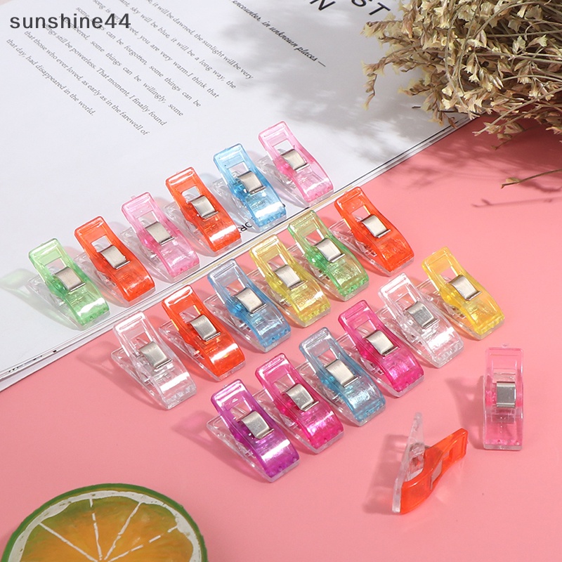 Sunshine 20pcs Klip Tepi Plastik Warna Campur Klip Kecil Plastik Klip Posisi Jahit ID