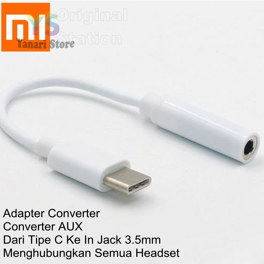 Xiaomi Audio Adapter Sambungan Headset Type C Ke Jack Headset 3.5mm Putih Original For Xiaomi Poco F
