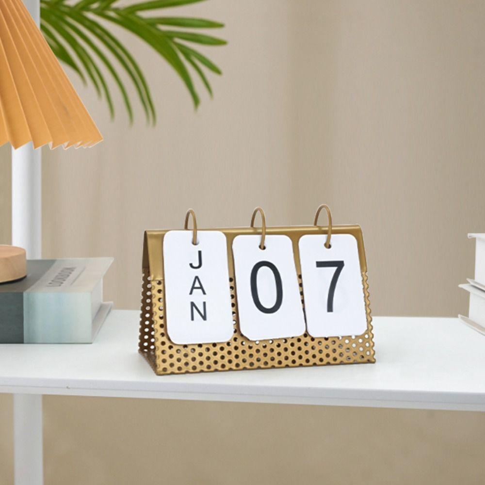 [Elegan] Standing Perpetual Calendar Coiled Simple Monthly Daily Desktop Decor Alat Tulis Kantor Rumah Flipping Perpetual Calendar