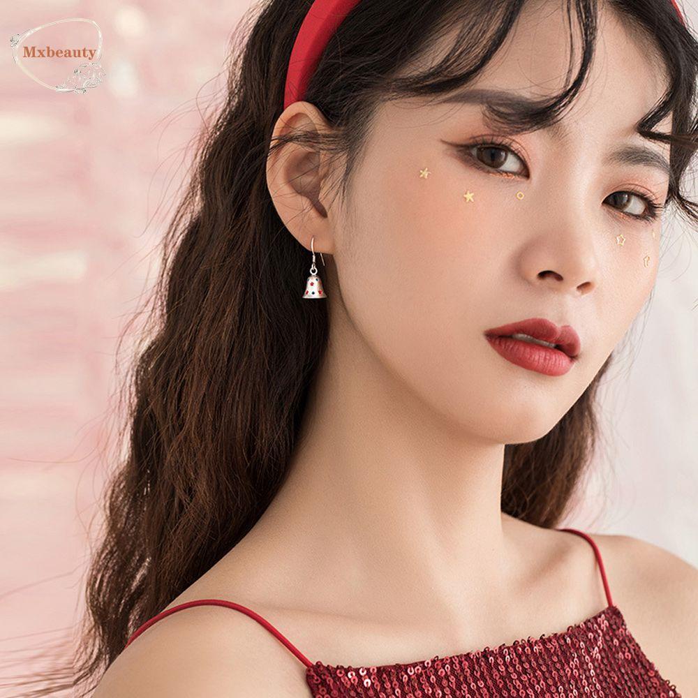 Mxbeauty Anting Wanita Lucu Fashion Perhiasan Lonceng Pohon Natal Tanduk Rusa Zirkon Menjuntai Earrings