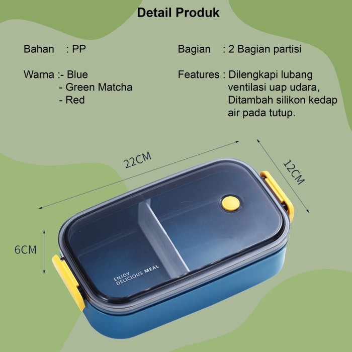 Kotak Bekal Makan Sekat Lunch Box Kotak Makan Anak Food Grade BPA Free
