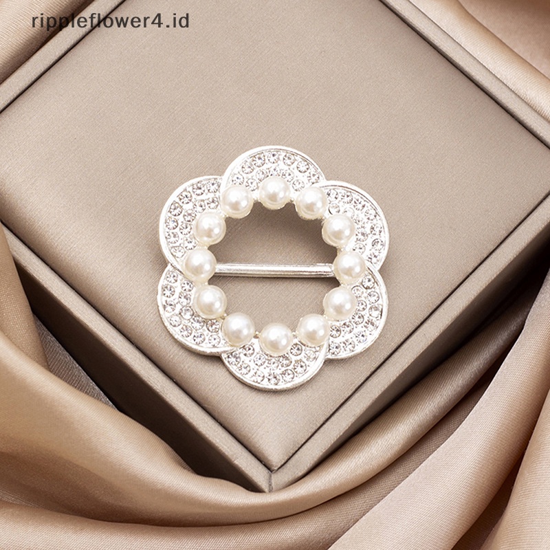 {rippleflower4.id} Mutiara Pesona Bunga Bulat Jantung Bros Elegan Fashion Bros Syal Gesper Simpul Sudut Kancing Perhiasan Untuk Wanita Hadiah~