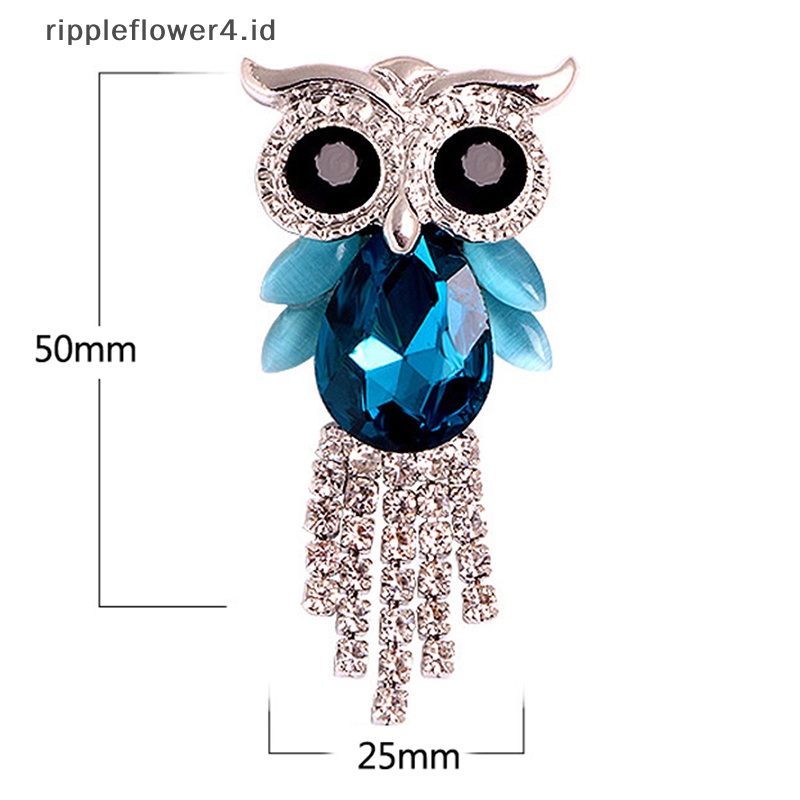 {rippleflower4.id} Tassel Owl Burung Bros Untuk Wanita Pria Berkilau Berlian Imitasi Hewan Pesta Kantor Bros Pin Hadiah Kristal Hewan Owl Pin Bros Perhiasan~