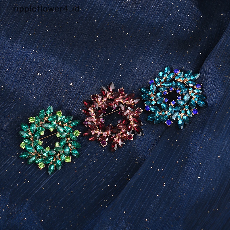 {rippleflower4.id} Bros Bunga Kristal Bros Fashion Untuk Wanita Kostum Perhiasan Hadiah Paduan Berlian Bros Korsase Pin~