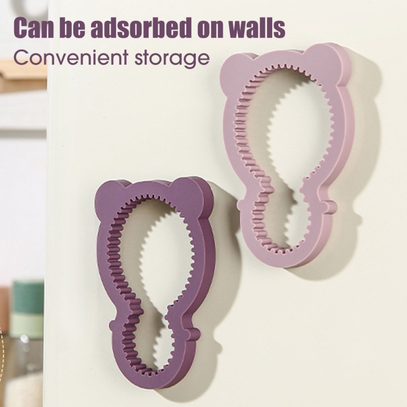 Effortless Tutup Kaleng Corkscrew Flexible Hollow Bear Pembuka Botol Anti-slip Tahan Panas-Terisolasi Peralatan Makan Pad Menebal Lembut Karet Bantal