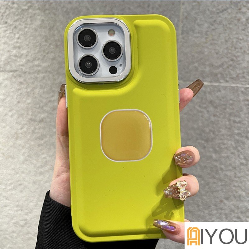 IPHONE Airbag anti Jatuh Fluorescent Candy Color Phone Case Warna Solid Tahan Debu Kompatibel Untuk Iphone14 7 8 plus x xs xr xsmax pro max mini 11 12 13 14 Dengan Tempat Ponsel Persegi