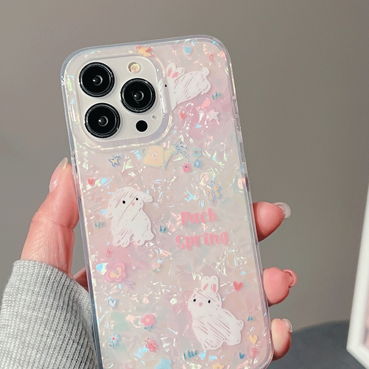 Ins Gaya Cocok Untuk iPhone 14 Pro Max Casing Ponsel iPhone Motif Kelinci Ganda Kompatibel Dengan Iphone13 13pro 13prm iPhone 11 11pro 14plus 12Pro Max Casing Ponsel TPU Tahan Guncangan