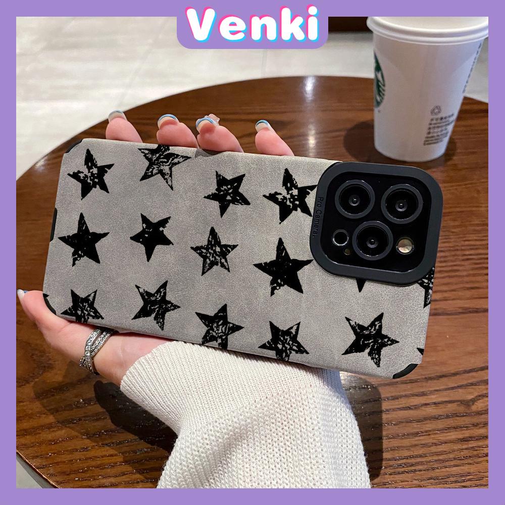 VENKI - Untuk iPhone 11 Case Kulit Kulit Pupil Mata Suede Ponsel Case Lembut Shockproof Airbag Case Pelindung Kamera Pentagram Sederhana Kompatibel iPhone 14 13 Pro max 12 xr xs 7 8