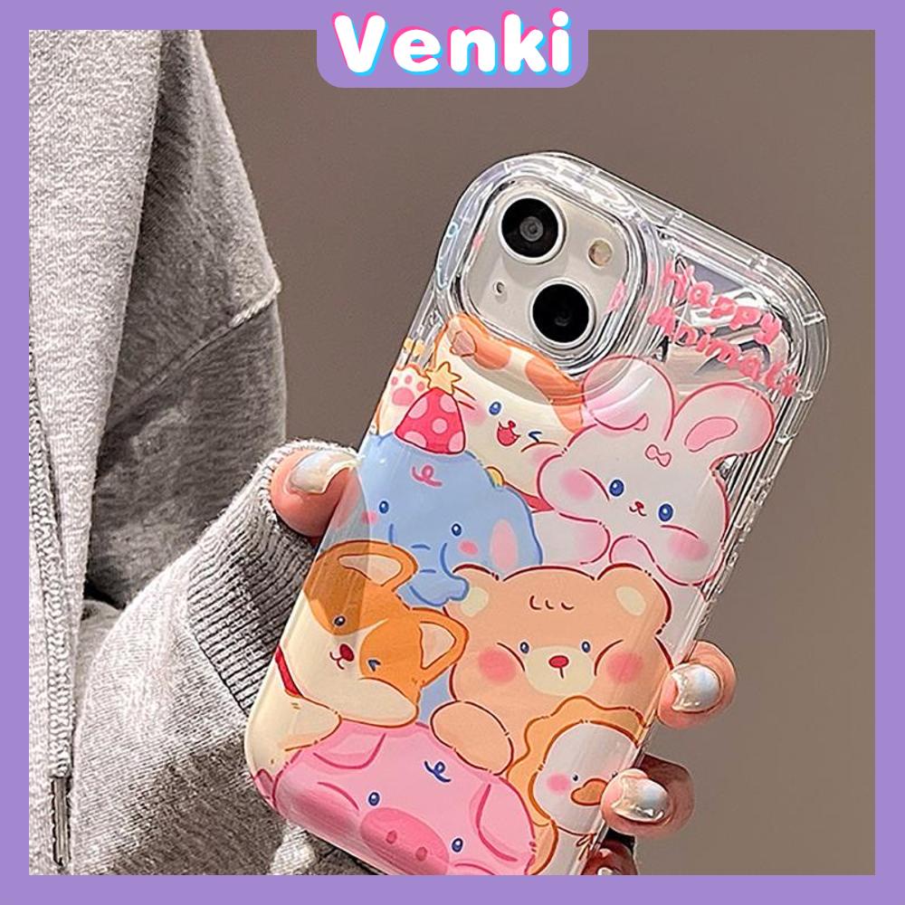 VENK I- Untuk iPhone 11 iPhone Case Laser Reflektif Bening Phone Case TPU Soft Shockproof Airbag Phone Case Lucu Kartun Kompatibel dengan iPhone 14 13 Pro max 12 Pro Max XR XR 7 8Plus