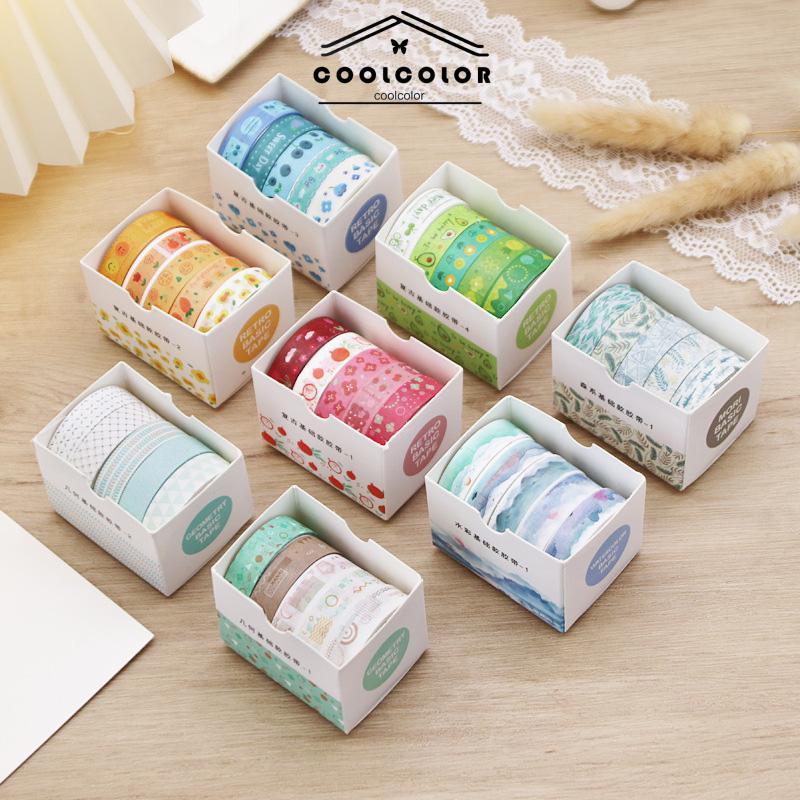 COD❤️Vintage Geometry Tape Diary DIY Bahan Dekoratif Sticker Student Sticker Stationery- cl