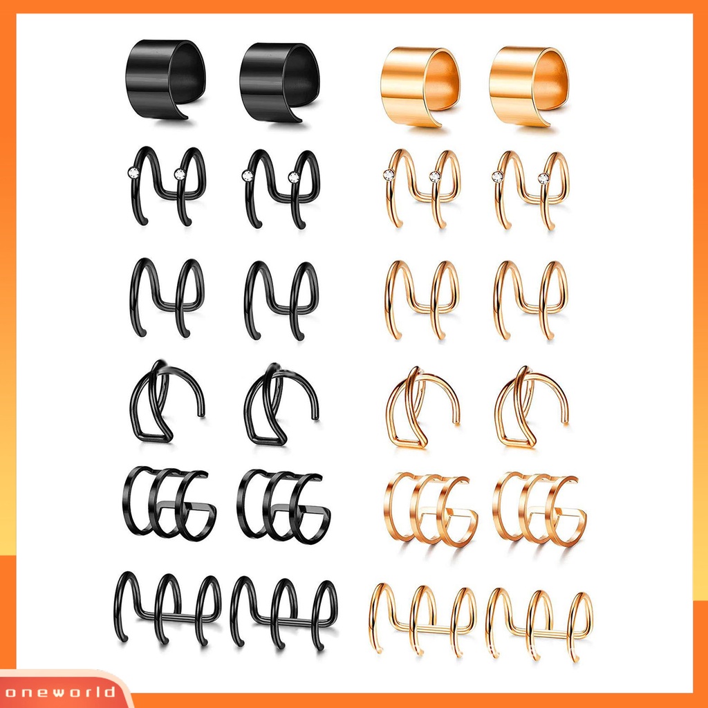 [WOD] 6pasang Anting Hoop Keren Bulat Gaya Hip-hop Non Tindik Telinga Lady Ear Clip Untuk Pakaian Sehari-Hari