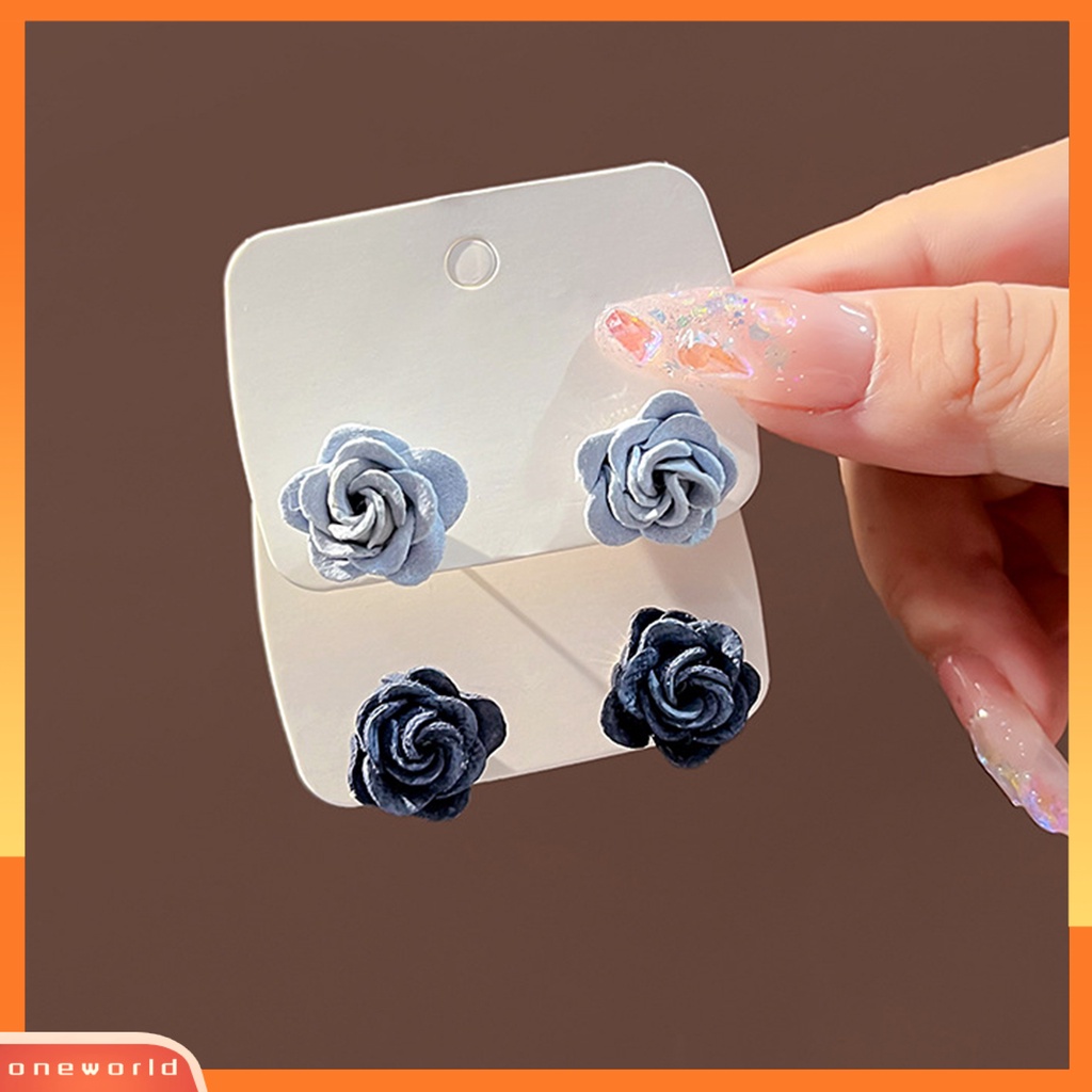 [WOD] 1pasang Anting Wanita Gaya Gelap Indah Telinga Dekorasi Kepribadian Biru Enchantress Rose Retro Ear Studs Untuk Pacaran