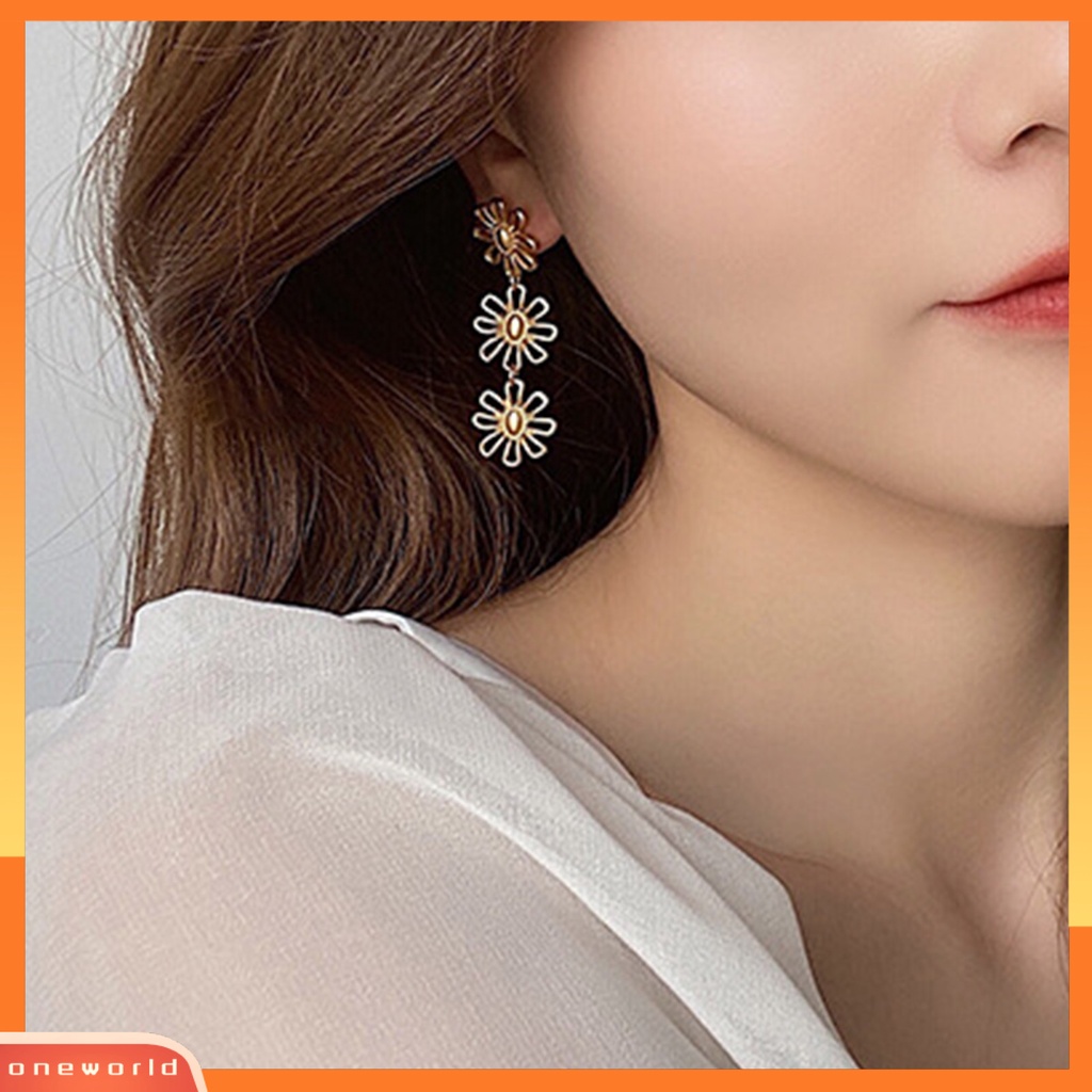 [WOD] 1pasang Anting Pejantan Vintage Panjang Temperamen Berongga Keluar Geometris Hias Hadiah Wanita Gadis Bunga Liontin Drop Earrings Perhiasan Untuk Pakaian Sehari-Hari