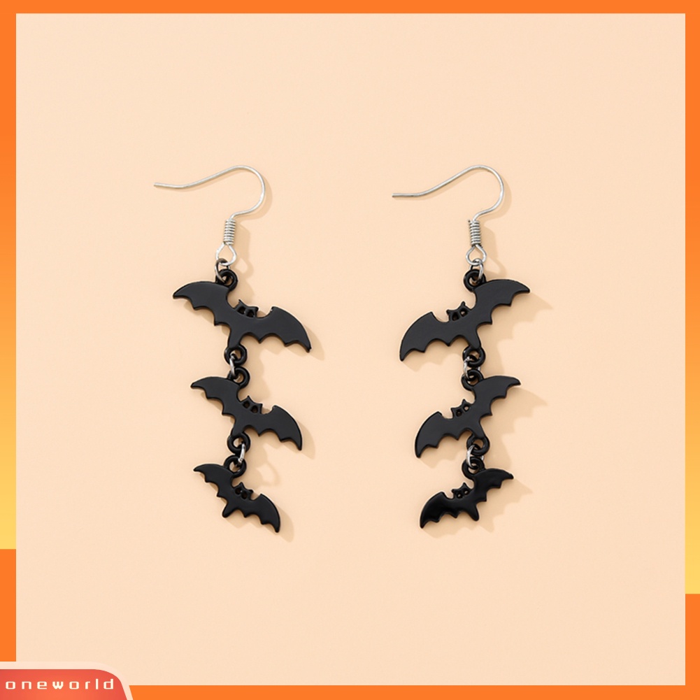 [WOD] Anting Kait Eardrop Kelelawar Modis Halloween Dekorasi Wanita Perhiasan Aksesoris