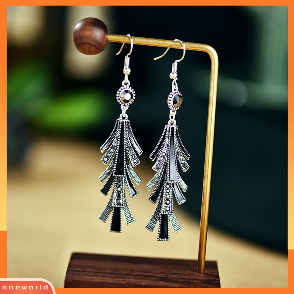 [WOD] 1pasang Anting Wanita Bahan Alloy Rumbai Gaya China Anting Menjuntai Tahan Lama Untuk Prom