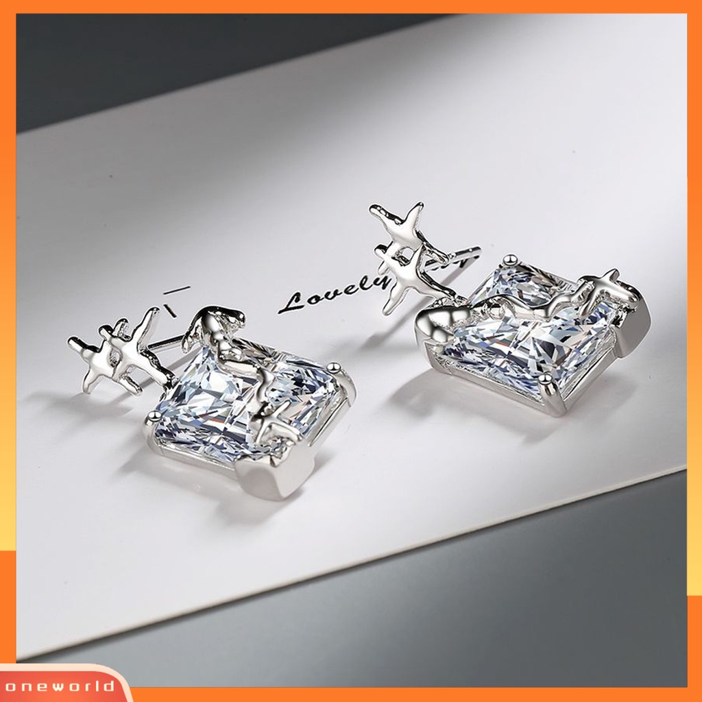 [WOD] 1pasang Drop Earrings Berlian Imitasi Chic Mencegah Alergi Perhiasan Pengantin Wanita Anting Perlengkapan Pernikahan