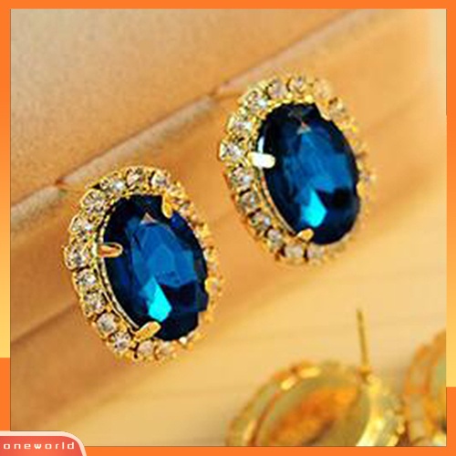 [WOD] Fashion Wanita Berlian Imitasi Ear Stud Earrings Eardrop Istana Gaya Perhiasan Hadiah