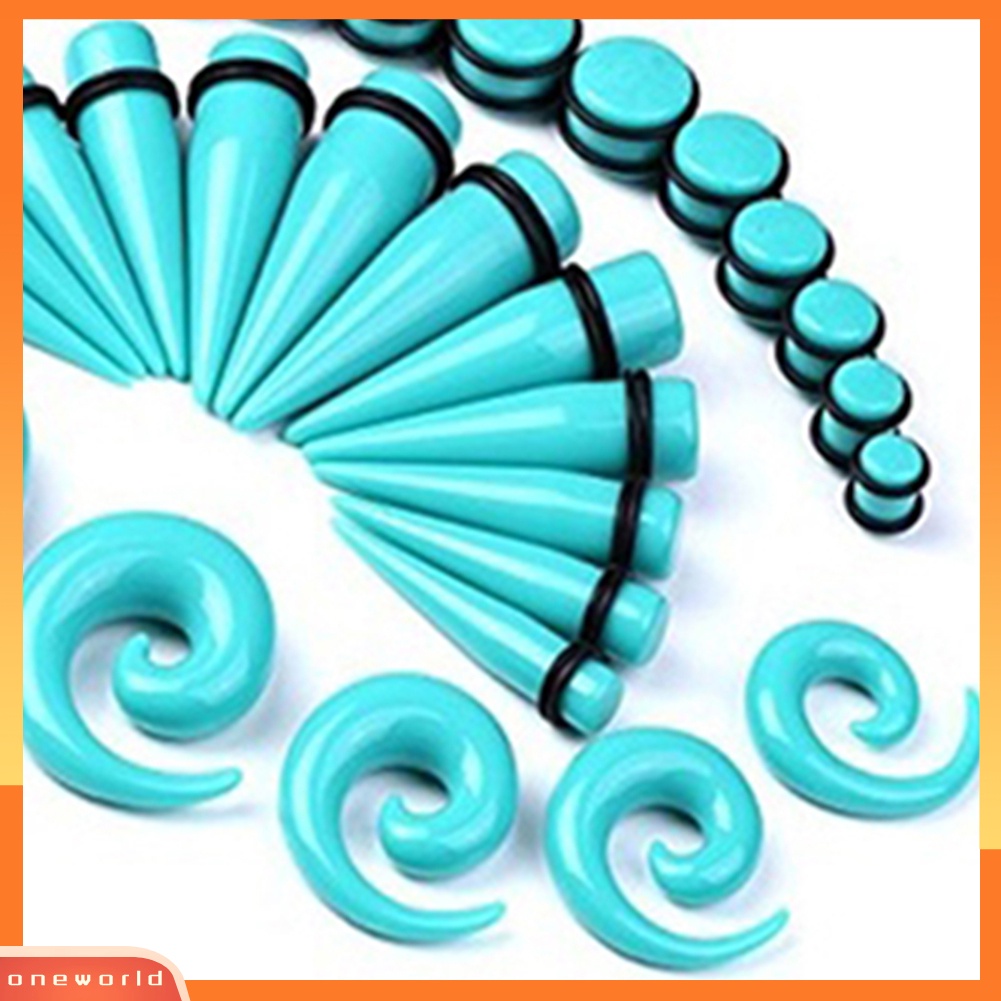 [WOD] 30pcs Spiral Tapers Plug Big Gauges Kit 10-20mm Turquoise Stretching Set