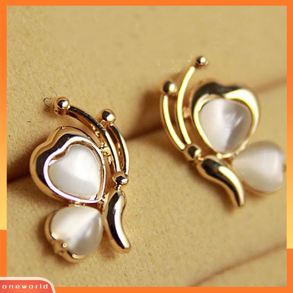 [WOD] 1pasang Fashion Wanita Kupu-Kupu Berlapis Emas Anting Pejantan Telinga Perhiasan Charms