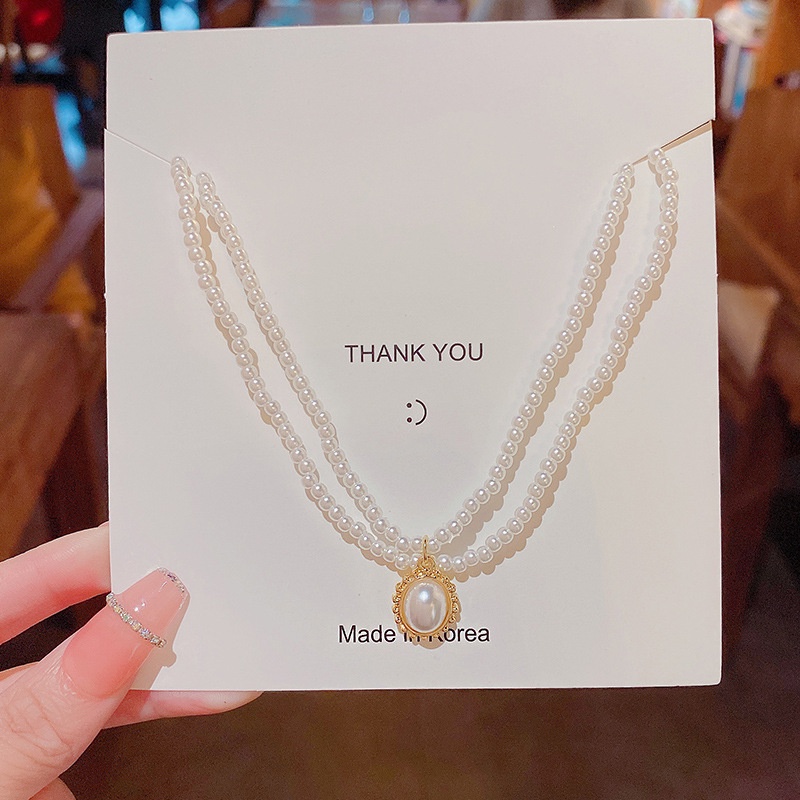 Korea Baru Halus Zirkon Mutiara Kalung Fashion Wanita Kalung Pendek Musim Panas Aksesoris Hadiah