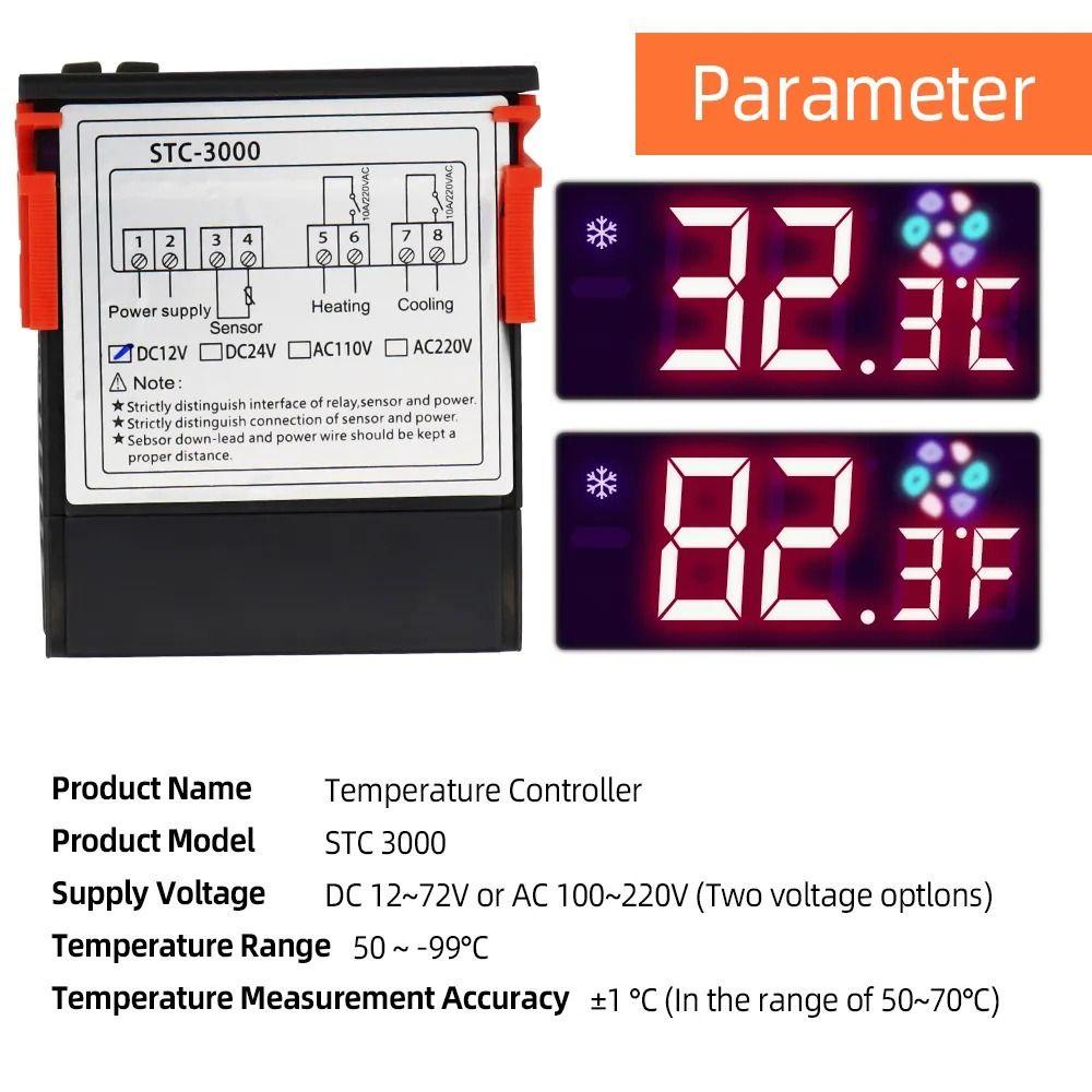 POPULAR Populer Digital Temperature Controller STC-3000 Dengan Sensor 12V 24V 110V-220V Thermoregulator