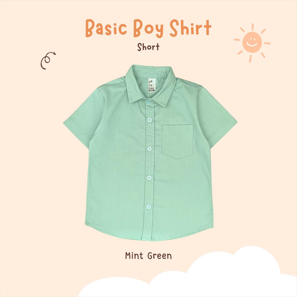 Yobebee Kemeja Katun Poplin Tangan Pendek Anak Laki Laki Usia 2 4 6 8 10 12 Tahun Baju Atasan Kids Polos Slim-fitting Boy Shirt Model Casual Formal Kemeja Kerah Anak Cowok