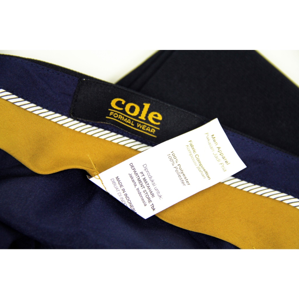 COD | Celana Kerja Kantor Formal COLE Black / Hitam Polos Zippered Pocket Slim Fit | Bahan Halus (5a) Pria | Celana 100% Branded Matahari