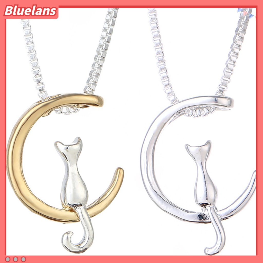 [BLS] Kalung Cat Decor Desain Bulan Sabit Alloy Kalung Bulan Kucing Lucu Untuk Perjamuan