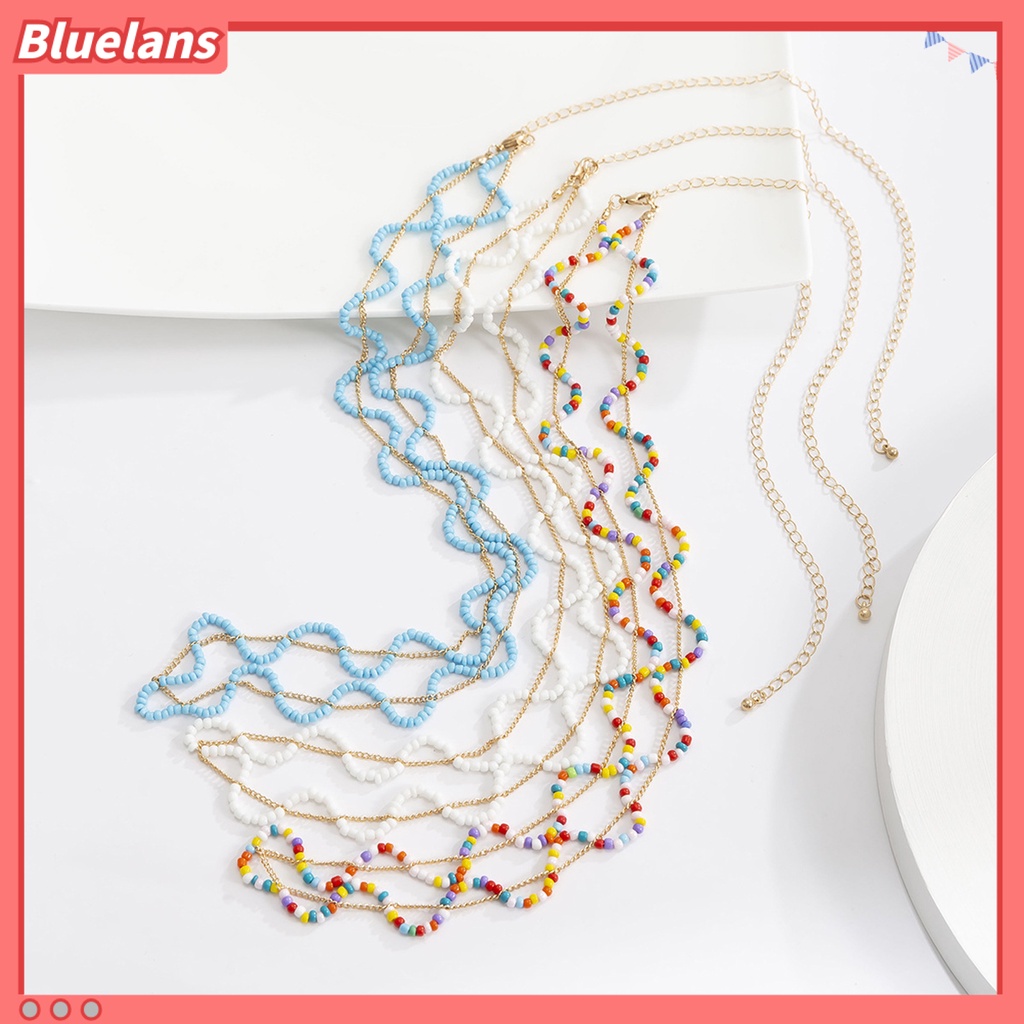 [BLS] Rantai Tubuh Manik-Manik Lilitan Gelombang Wanita Adjustable Bohemian Waist Chain Untuk Pesta