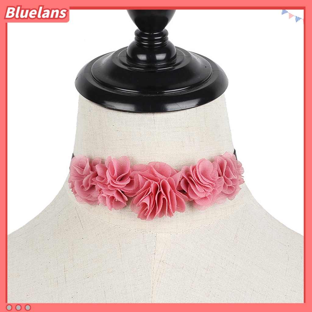 [BLS] Choker Kalung Stretch Gothic Temperamen Adjustable All-match Dekorasi Hadiah Wanita Renda Bunga Mawar Klavikula Rantai Leher Perhiasan Untuk Pacaran