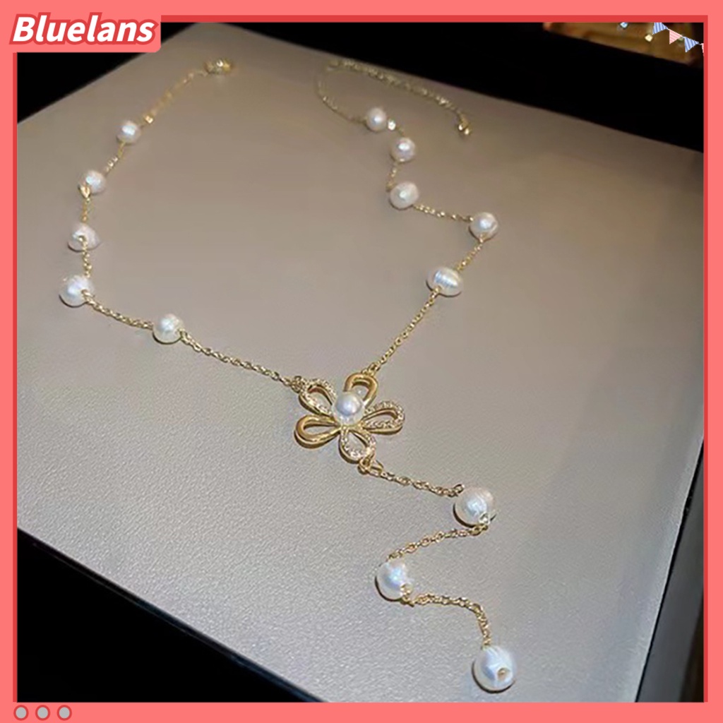 [BLS] Wanita Kalung Ekstensi Rantai Bentuk Bunga Berongga Keluar Mutiara Imitasi Leher Yang Dapat Disesuaikan Dekorasi Hadiah Ulang Tahun Prom Liontin Kalung Wanita Perhiasan
