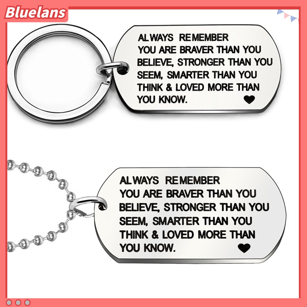 [BLS] 1pc Gantungan Kunci Stainless Steel Fashion Dog Tag Huruf Liontin Kalung Keyring