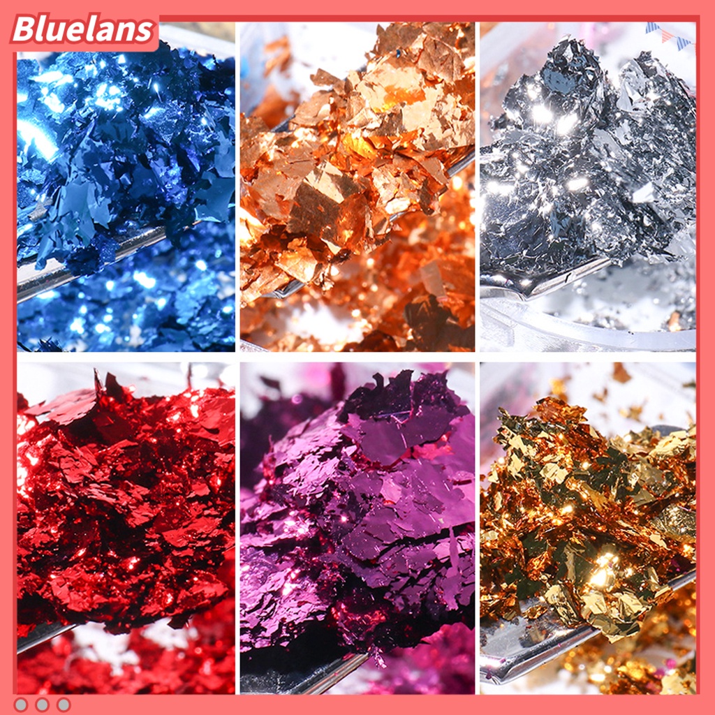[BLM] 6kisi /Box Manicure Foil Decal Kreatif Menggemaskan Tekstur Mengkilap Hiasan Kuku Stiker Partikel Foil Untuk Penggunaan Pribadi