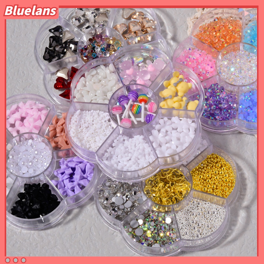 [BLM] 1kotak Dekorasi Kuku Bow-knot Beruang Mutiara Imitasi DIY Kerajinan Kreatif Nail Art Rhinestones Perhiasan Untuk Desain Kuku