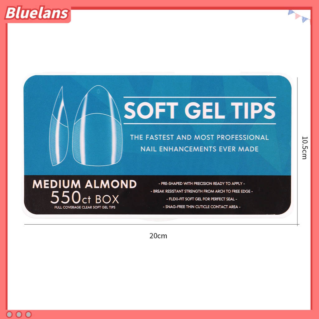 [BLM] 550pcs /500Pcs /440Pcs /400Pcs Ujung Kuku Lakban Bagus Bangunan Cepat Transparan Nail Art Piece Tangga Tipis Berbentuk Almond Tip Untuk Manicure