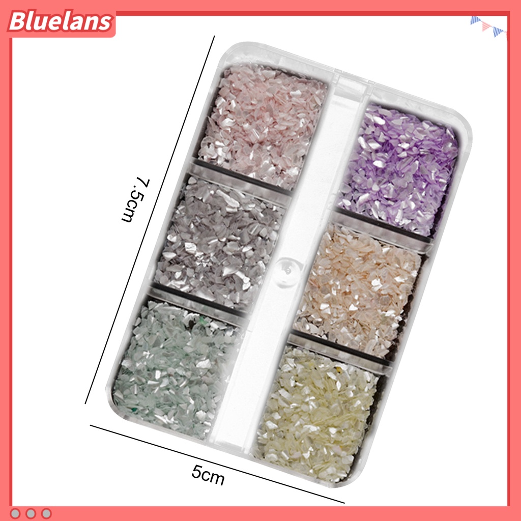 [BLM] 1kotak Shell Hiasan Kuku Warna-Warni Abalone Tidak Teratur Payet Slice Tipis Pesona Kuku 3D Nail Art Dekorasi Untuk Desain Kuku