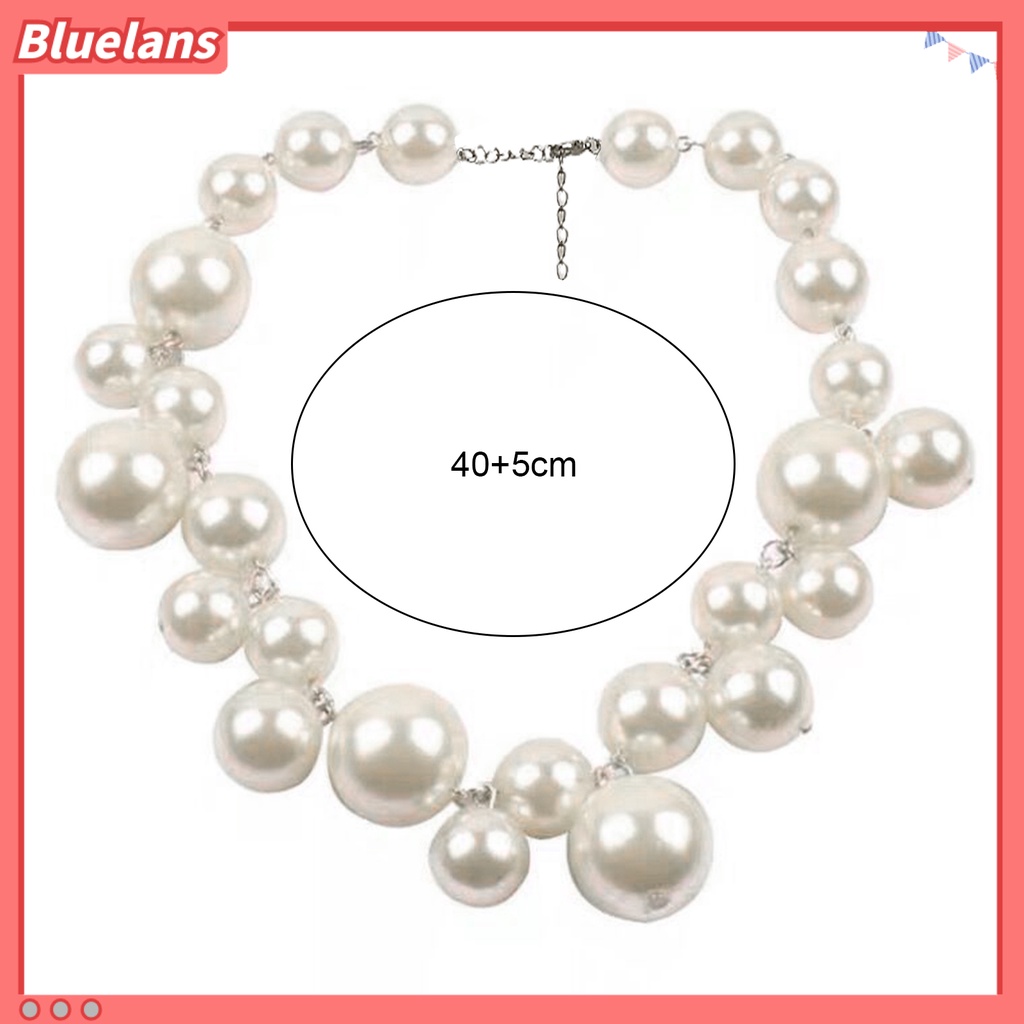 [BLS] Wanita Kalung Berlebihan Manik-Manik Tidak Teratur Elegan Ekstensi Rantai High Gloss Mutiara Imitasi Klavikula Kalung Fashion Perhiasan